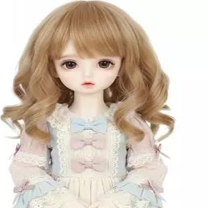 1/4 bjd 가발 미스헤어 귀여운 7-8인치 17CM-19CM 머리용 인형 숏 브라운 MSD 도드 풀립 돌피 수제 제작