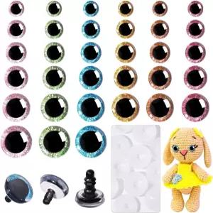 뮤쿤니아 180개 아미구루미용 3D 글리터 안전 세탁기 포함 12-30mm 사다리꼴 크로셰 동물 인형 DIY
