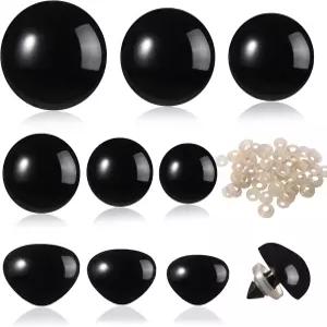 L-Lweik 360pcs 대형 플라스틱 안전 눈과 코 12-30mm 다양한 크기와 코바늘 펠팅 공예 인형 DIY 블랙
