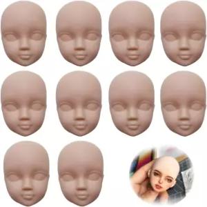 더블우드 10pcs 1/6 인형 헤드 소프트 플라스틱 리페인팅 연습 메이크업 화이트 더블폴드 눈꺼풀 DIY BJD