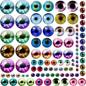 100PCS 30/25/20/16/12/8/6mm 다양한 혼합 사이즈 즈 유리 카보숑 점토 인형 만들기 소품 공예 DIY 발견