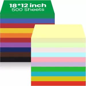 야헨다 500피스 12인치 x 18인치 건설 용지 다양한 색상 경량 카드 재고 대량 공예 드로잉 DIY 아트 프린터