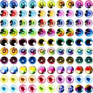 100PCS 14MM 혼합 스타일 드래곤 즈 유리 플랫백 돔 카보숑 고양이 인형 클레이 만들기 소품 공예 DIY 발견