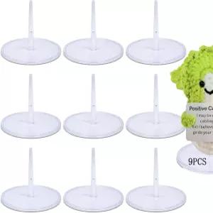 9Pcs 크로셰 인형 스탠드 포지티브 피클 감성 지지 동물 디스플레이 홈 데코 쇼케이스 홀더 아미구루미
