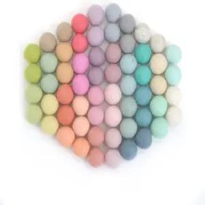 글래시아트 원 펠트 폼 울 볼 60피스 2cm - 0.8인치 수제 30가지 파스텔 색상 그린 핑크 블루 옐로우 등 및