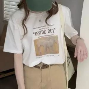 여성 루즈핏 프린팅 빈티지 박스티셔츠