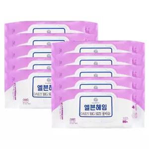 엘븐헤임 빅사이즈 물티슈 80매 x10 /엠보싱/저자극