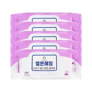 엘븐헤임 빅사이즈 물티슈 80매 x5 /엠보싱/저자극