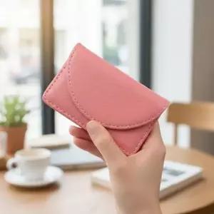 클래식 자석 명함케이스 인조가죽 카드 명함지갑 핑크