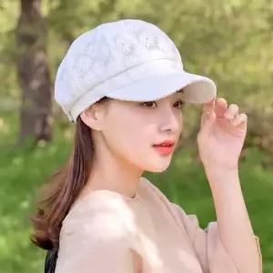 [hat'scompany]여름 여성 플라워 망사 팔각모 헌팅캡 베레모 중년 빵 모자 통기성 국산 메쉬