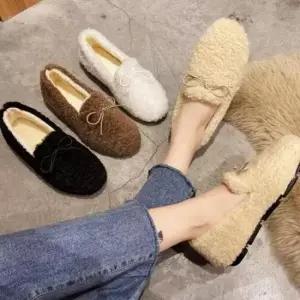 보트슈즈 캐주얼단화 여성털 플랫 모카신 방한로퍼