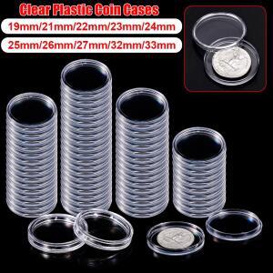 102550100Pcs 19-33mm 투명 동전 케이스 홀더 수집 상자 보관 캡슐 보호
