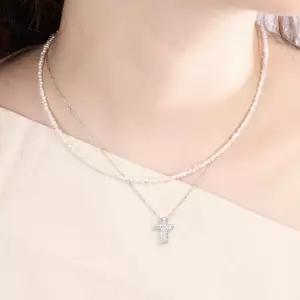 시후주얼리 러블리 십자가 실버목걸이 SS029N 작은십자가 큐빅실버목걸이 (WE2DE29)