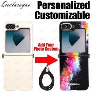 된 맞춤형 DIY  Motorola Moto Razr 60 Ultra 50 40 케이스 커버 이미지 끈 용 접이식 하드 매트 코크