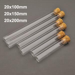 5-10-20pcs 20x100mm  투명 실험실 플랫 바닥 두꺼운 유리  튜브 코르크 마개 포함