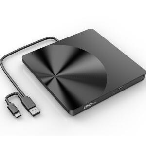 노트북 데스크탑 PC Windows 11 / 10 8 7 Mac Linux용 휴대용 외장 CD/DVD 드라이브, USB 3.0 및 C CD 버너 + /-RW RW ROM 리더 디스크 복제기 광학 드라이브