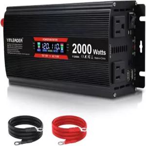 2000와트 인버터 12V 110V/120V DC AC 2000W 지능형 LCD 디스플레이 듀얼 콘센트 RV 트럭 노트북용 USB