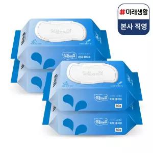 미래생활 잘풀리는집 아쿠아프레쉬 프리미엄 비데물티슈 60매, 4개