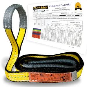 KwikSafety - NC 샬럿 마이티 스모 1 x 4 폴리 웹 슬링 팅 스트랩 구조 ASME OSHA / 3200파운드 세로
