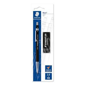 샤프너가 내장된 STAEDTLER 780 C BKP6 화성 테크니코 리드홀더 클러치 펜슬 - HB, 2MM 선폭(1개 팩 + 무료 지우개)