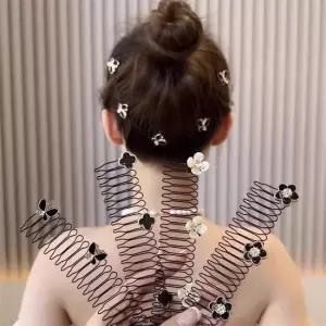 오엠티 플라워 머리핀 클립 집게 뒷머리 헤어핀