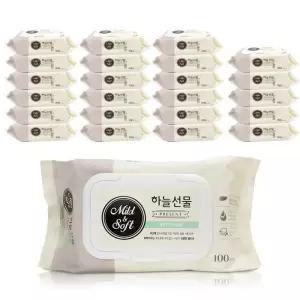 [룽스_65]물티슈 캡형100매 x1박스(24개)휴대형 티슈 아기