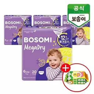 [깨끗한나라]보솜이 메가드라이 팬티 점보형 20개입x4팩+액션플에이캡70매_