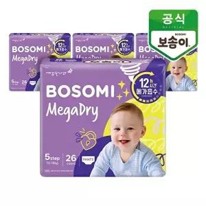 [깨끗한나라]보솜이 메가드라이 팬티 특대형 26개입x4팩_