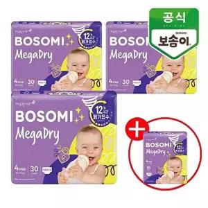 [깨끗한나라]보솜이 메가드라이 팬티 대형 30개입x3팩+메가드라이 팬티 특대형 대형15개_