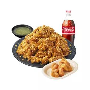 [노랑통닭] (순살/뼈)우도 땅콩 치킨+땅콩 크림 꽈배기+콜라1.25L