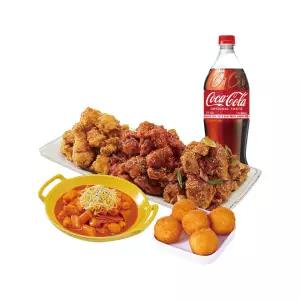 [노랑통닭] (순살/뼈)노랑3종+떡볶이+오리지널치즈볼+콜라1.25L