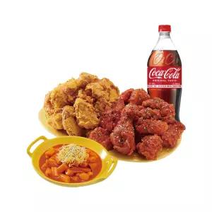 [노랑통닭] (순살/뼈)반반치킨(후라이드/양념)+떡볶이+콜라1.25L