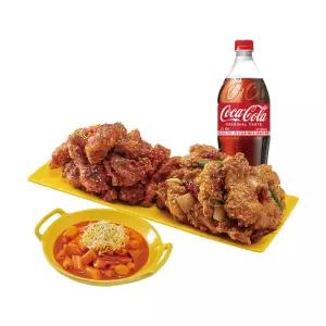 [노랑통닭] (순살/뼈)반반치킨(양념/깐풍)+떡볶이+콜라1.25L