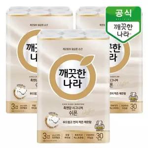 [깨끗한나라] 촉앤감 시그니처 쉬폰 27m 30롤x3팩+CU2000원쿠폰