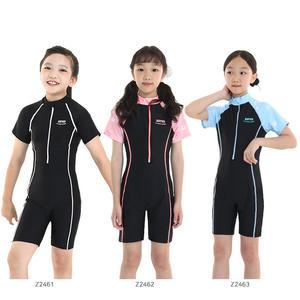 (Z2461/Z2462/Z2463) 여아동올인원 반팔3부 집업슈트반신수영복_라인몰여아수영복/생존수영복