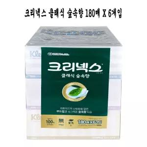 크리넥스 클래식 숲속향 미용티슈 (180매 6입)/갑티슈/각티슈/곽티슈/미용/티슈/휴지/화장지/사각/각휴지