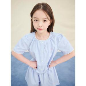 [BEANPOLE KIDS] 여아 클래식 스트라이프 상하 세트  스카이 블루 (BI5465G02Q)