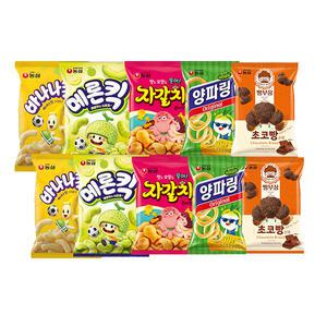 농심 빵부장 초코빵 55g+자갈치 90g+메론킥 60g+바나나킥 75g+양파링 80g각 2개 (총10개)