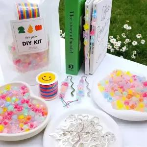 50인용 비즈 책갈피 2종 DIY 세트 북마크 독서아이템 만들기 부자재 학교 단체 취미 활동 봄이오나봄 키트