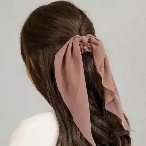 핑크 쉬폰곱창 밴드 반묶음머리끈 귀여운머리끈 리본곱창밴드 쉬폰리본곱창끈