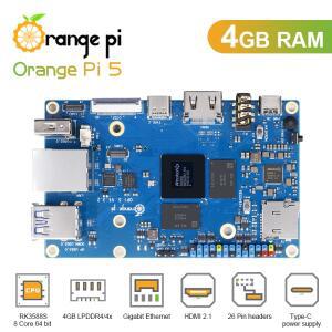 오렌지 파이 5 4GB RK3588S,PCIE 모듈 외부 WiFi + BT,SSD 기가비트 이더넷 단일 보드 컴퓨터, 안드로이드
