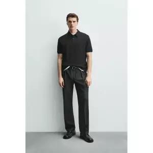 ZARA 레귤러핏 스트럭처 폴로셔츠 - 블랙 4092/420/800