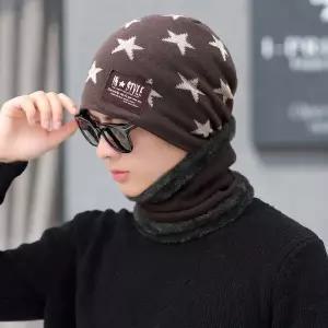 [하프클럽/]넥워머 비니세트 브라운 남성용 비니목토시세트 비니