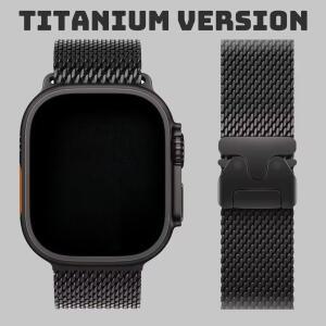 애플 호환워치 울트라 2 49mm 시리즈 10 9 8 7 6 5용 티타늄 밴드  내추럴 밀라니즈 루프 스트랩 (아이워치