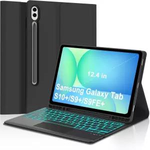 삼성 갤럭시 탭 S10+/S9 플러스 키보드 케이스 12.4인치 스마트 트랙패드가 있는 7가지 색상의 백라이트