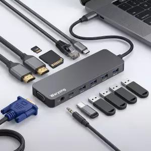 와룡물산 13in1 C타입 USB 멀티 허브 다크그레이 HDMI 4K 30Hz 100W 노트북 갤럭시북 갤럭시탭 호환