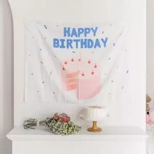 고품질 생일 축하 패브릭 포스터 파티 장식 소품 배경 가랜드 생일파티소품 (WB7468C)