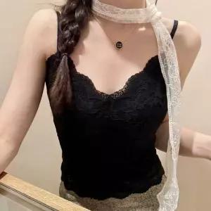 란제리코어 레이스 슬림핏 캐미솔 캡나시(2color)