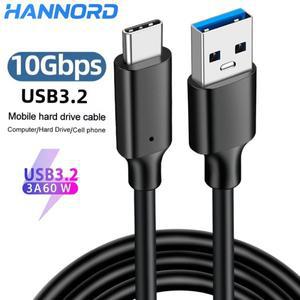 한노드 USB 3.2 Gen2 10Gbps 타입 C 케이블 데이터 전송 A to SSD 하드 디스크 60W 노트북 고속