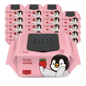 물티슈 70평량 슈퍼대디 미스터펭 딸기 70매 20팩